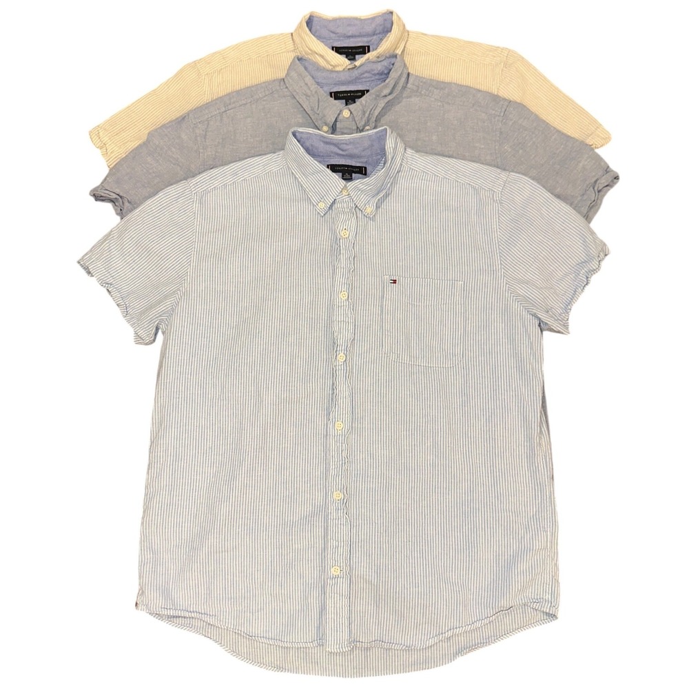 Tommy Hilfiger Linen Blend Short Sleeve Shirts Bundle 3-Pack XL